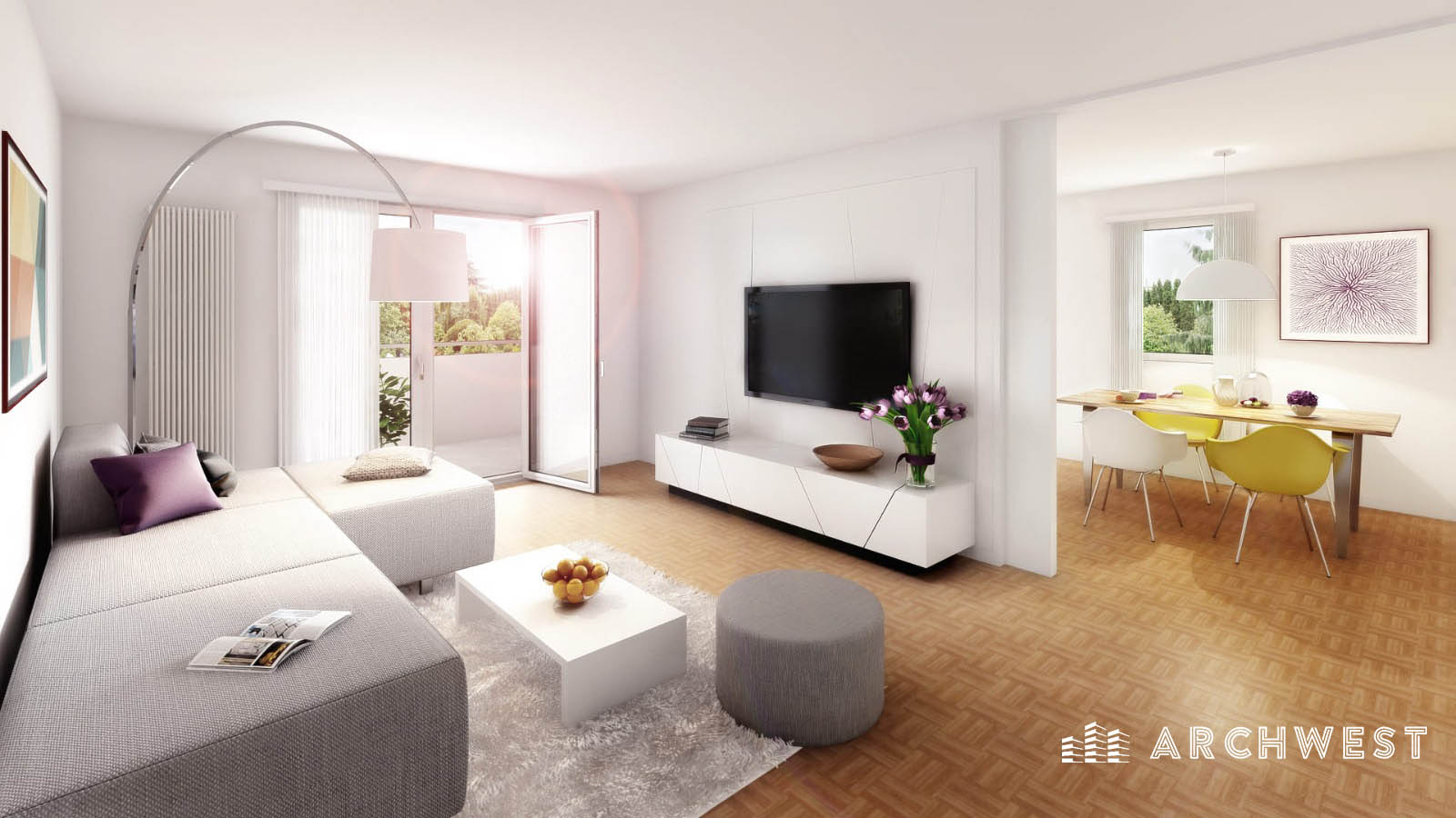 19. 3D Rendering of a Modern Living Room in Apartment, Switzerland